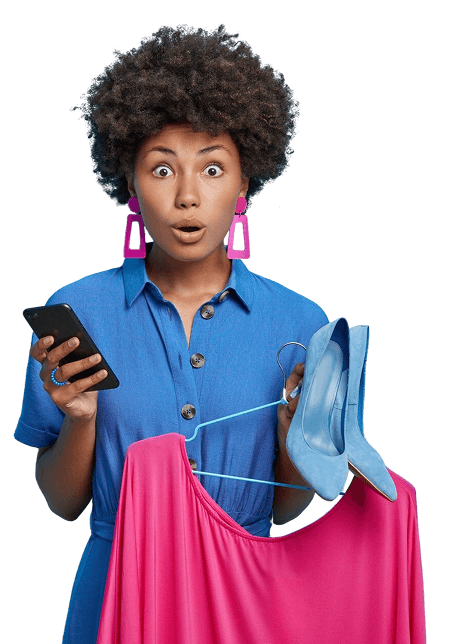 Woman with phone and shopping bags